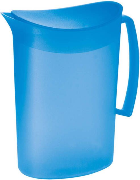 Juypal Hogar Juypal Schenkkan waterkan blauw 2 liter kunststof L20 x H23 cm met deksel Schenkkannen