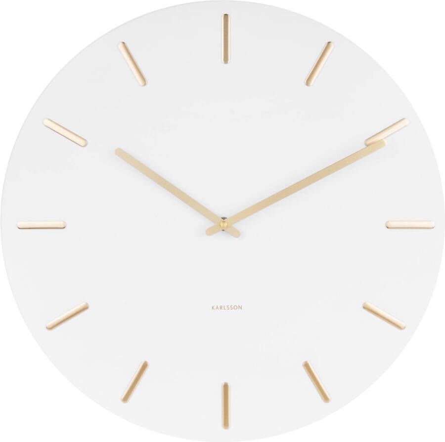 Karlsson Wandklok Charm white steel with gold battons Doorsnede 45cm