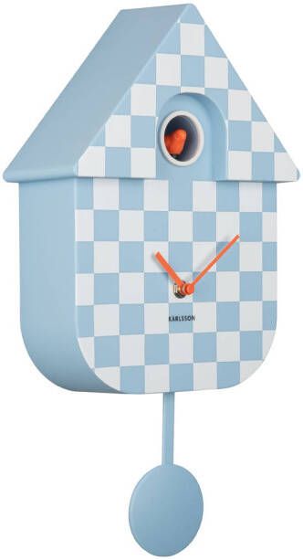 Karlsson Wandklok Modern Cuckoo Checker Zachtblauw