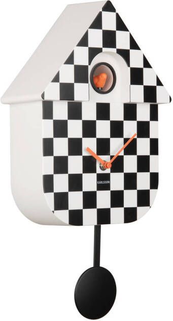 Karlsson Wandklok Modern Cuckoo Checker Zwart