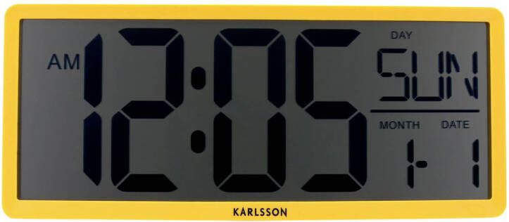 Karlsson Wand Tafelklok Retro LCD Heldergeel