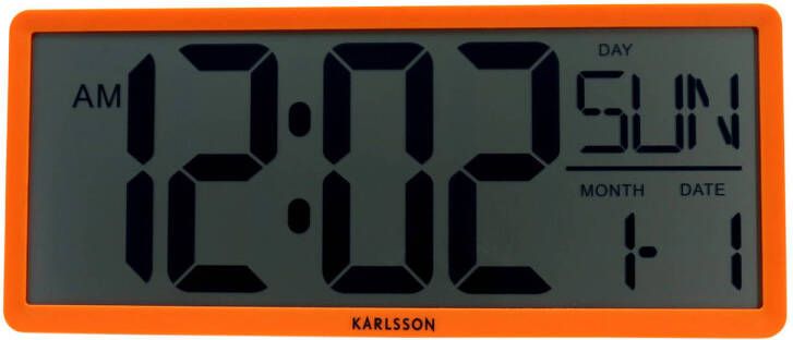 Karlsson Wand Tafelklok Retro LCD Helderoranje