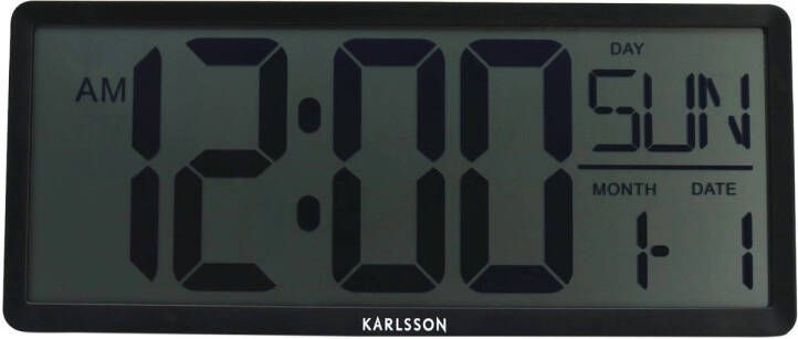 Karlsson Wand Tafelklok Retro LCD Zwart