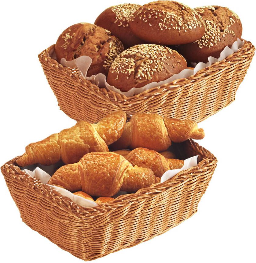 Kesper Brood fruit mandje 2x lichtbruin rechthoek L28 x B20 x H11 cm broodmandjes broodmand