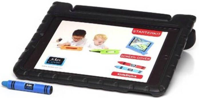 KidsCover iPad 10.2 kinderhoes zwart set INCLUSIEF stylus & glazen screenprotector tablet hoes voor kinderen