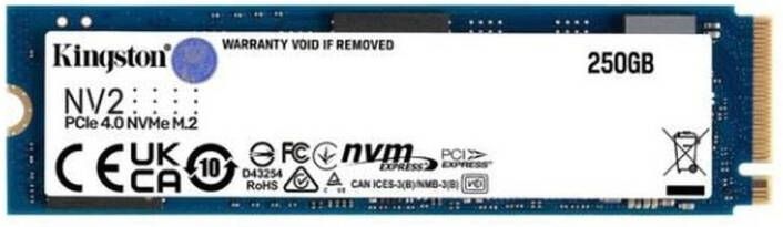 Kingston Technology Hard Disk SSD NV2 250 GB M.2 2280 PCIE 4.0 NVME Bleu