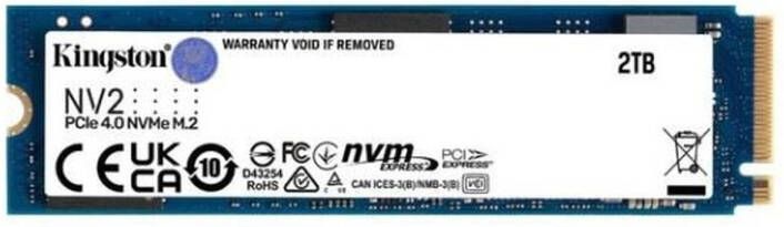 Kingston Technology Hard Disk SSD NV2 2to Internal M.2 2280 PCIE 4.0 NVME Bleu