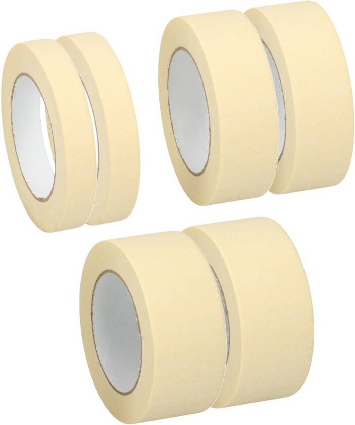 Kinzo Afplaktape schilderstape 2x verschillende maten wit 19 25 50mm x 5m binnen buiten Tape (klussen)