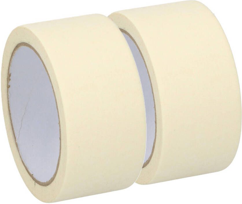 Kinzo Afplaktape schilderstape 2x wit 48mm x 25m voor binnen buiten Tape (klussen)