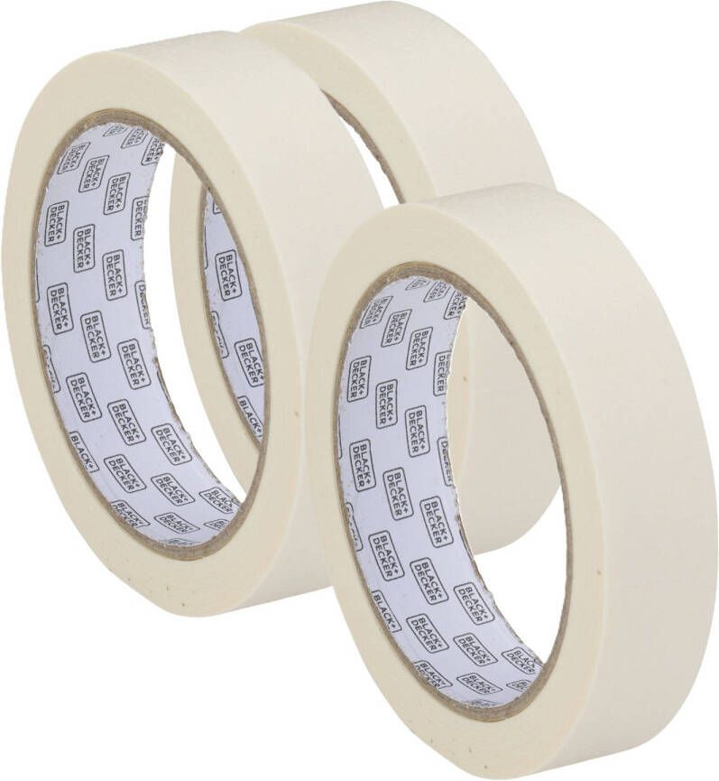 Kinzo Afplaktape schilderstape 3x wit 25mm x 25m voor binnen buiten Tape (klussen)