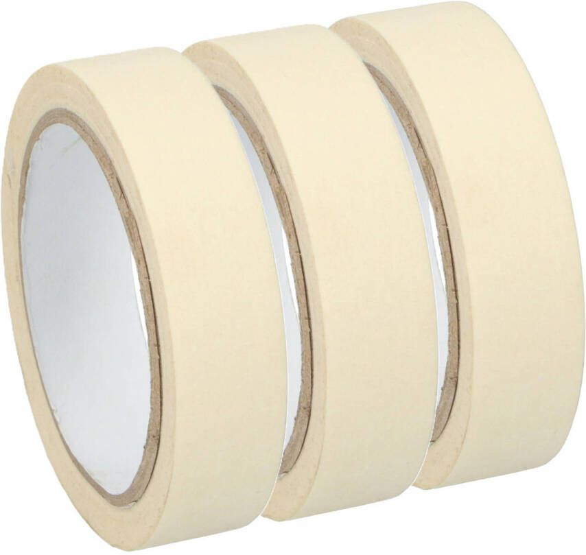 Kinzo Afplaktape schilderstape 3x wit 25mm x 25m voor binnen buiten Tape (klussen)