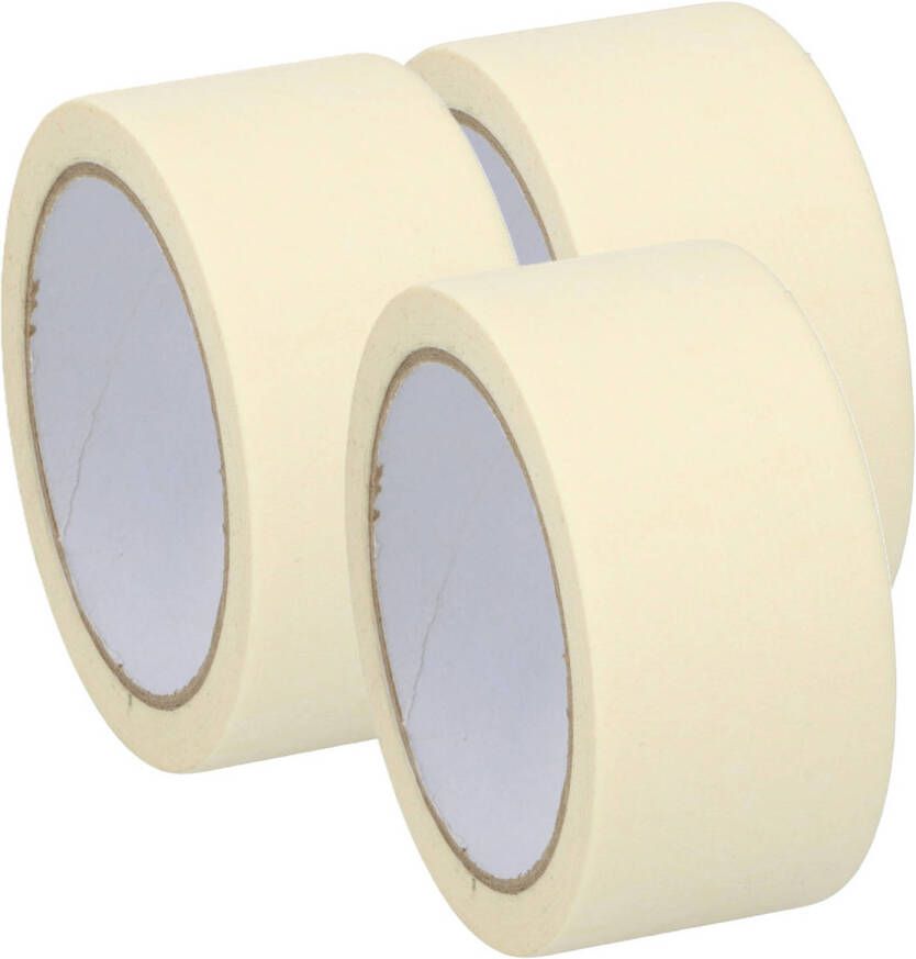 Kinzo Afplaktape schilderstape 3x wit 48mm x 25m voor binnen buiten Tape (klussen)