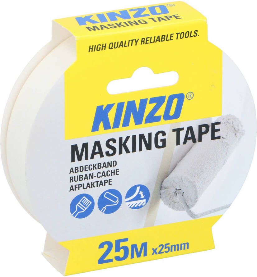 Kinzo Afplaktape schilderstape wit 25mm x 25m voor binnen buiten Tape (klussen)