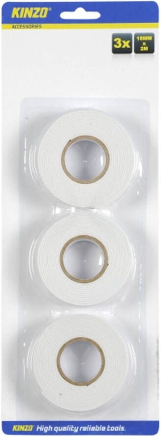 Kinzo Set van 3x stuks knutsel tape dubbelzijdig plakband 3 rollen Tape (klussen)