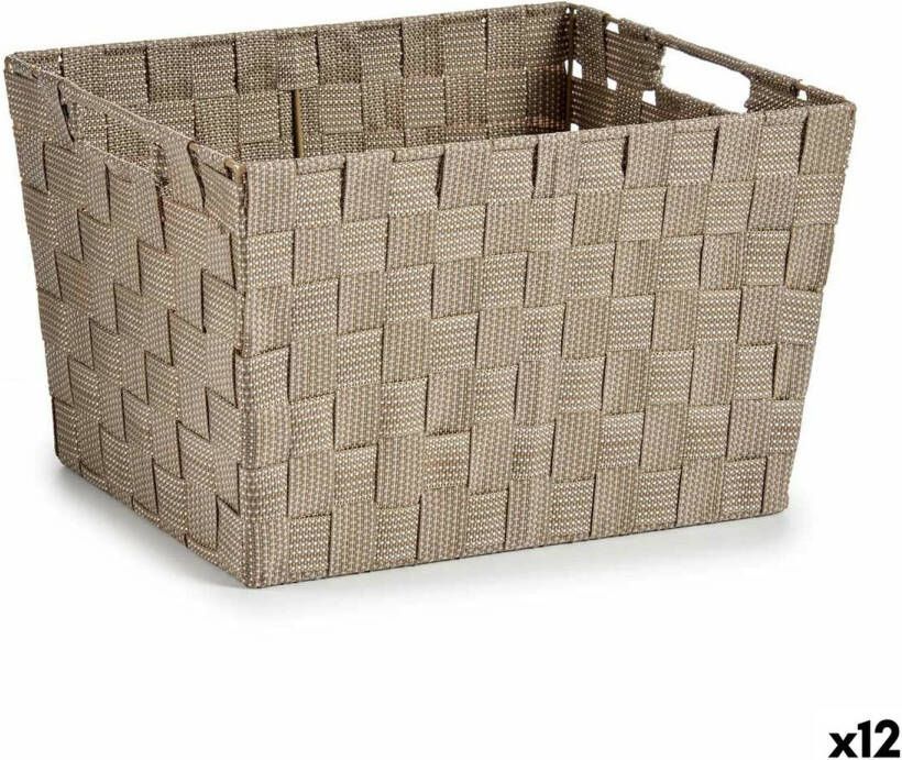 Kipit Wasmand Beige Stof 10 L 25 x 20 x 35 5 cm (12 Stuks)