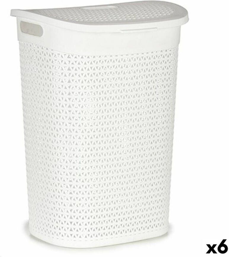 Kipit Wasmand Wit Plastic 60 L 43 5 x 57 5 x 34 cm (6 Stuks)