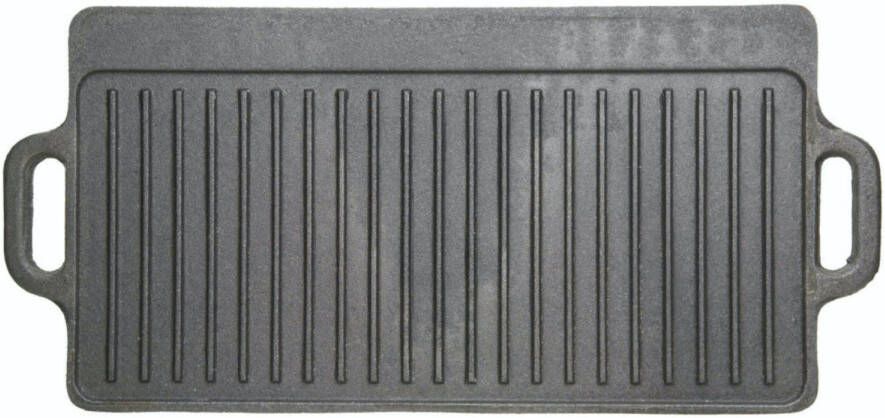 KitchenCraft grill- en bakplaat 45 x 23 cm gietijzer grijs