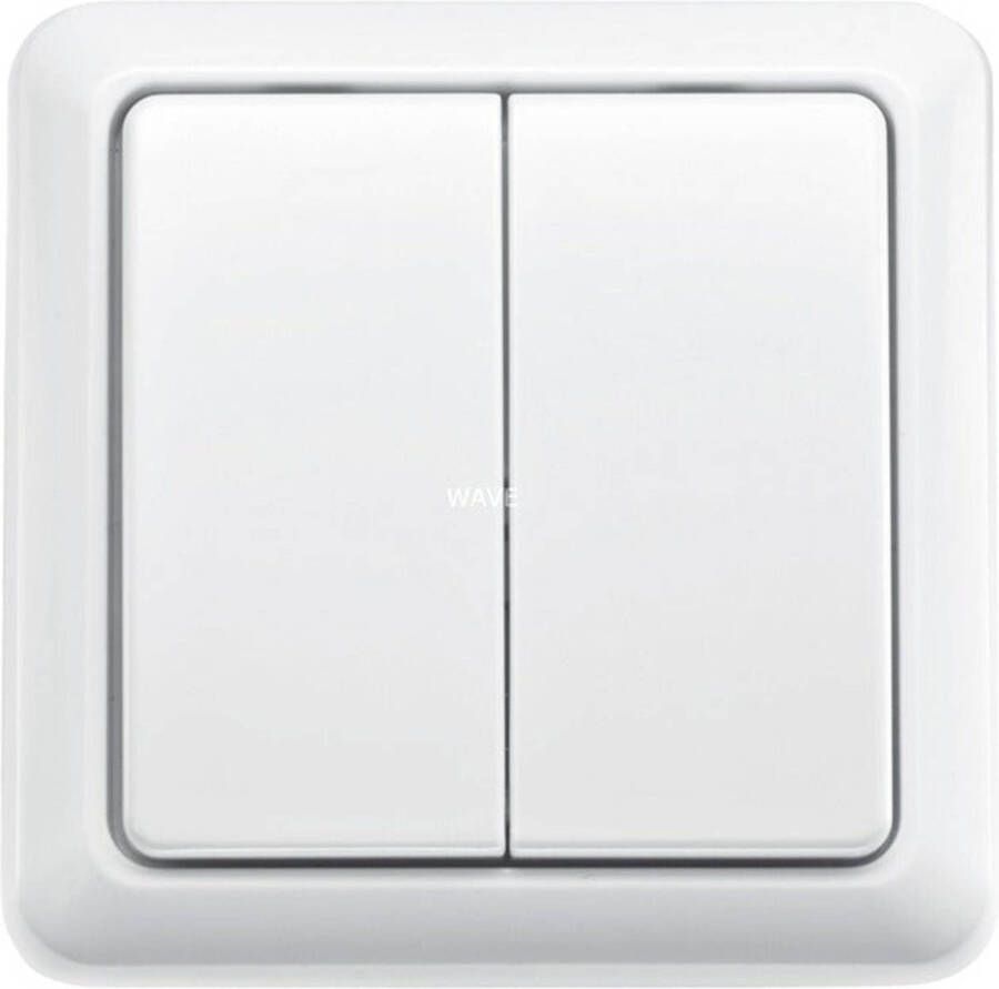 KlikAanKlikUit AWST8802 Draadoze dubbele wandschakelaar Schakelaar Wit