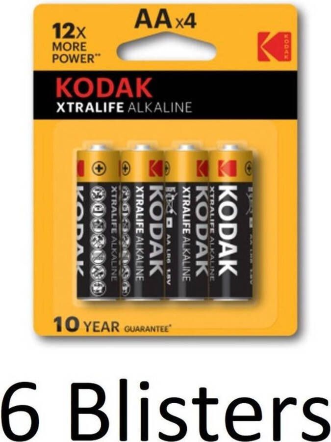 Kodak 24 Stuks (6 Blisters a 4 st) Xtralife AA Alkaline Batterijen