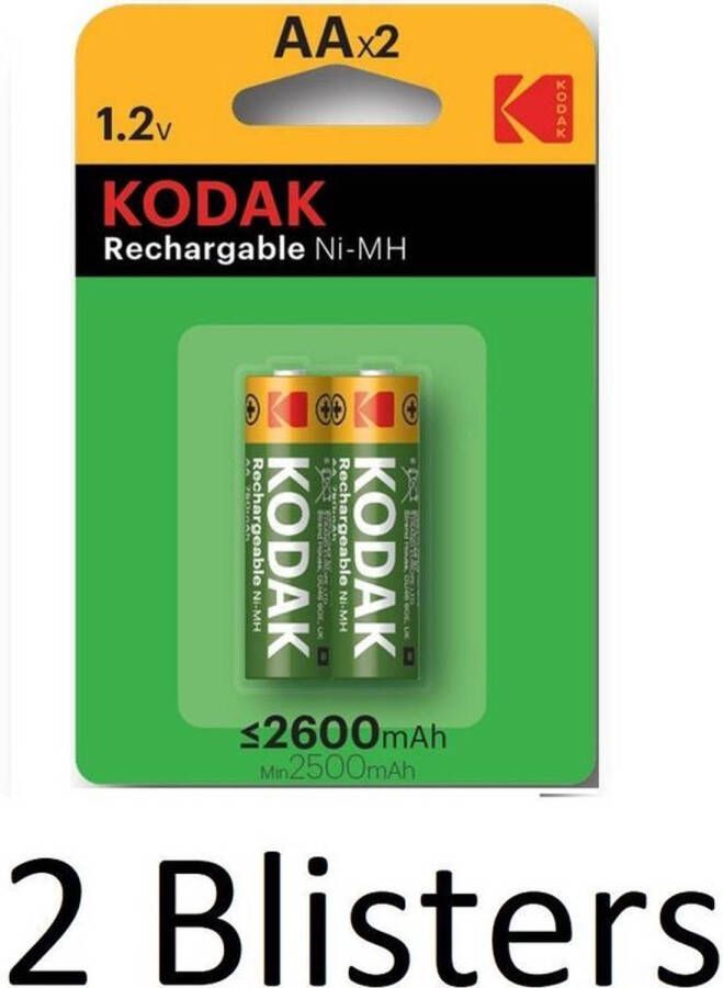 Kodak 4 Stuks (2 Blisters a 2 st) AA Oplaadbare batterijen 2600mAh