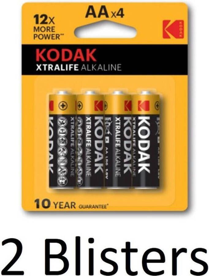Kodak 8 Stuks (2 Blisters a 4 st) Xtralife AA Alkaline Batterijen