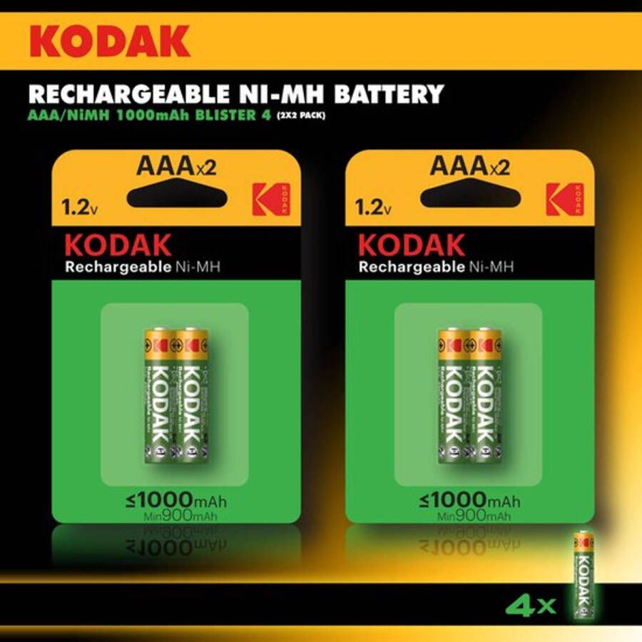 Kodak oplaadbare AAA batterijen Potlood 1000mAh 4 stuks
