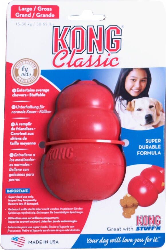 Kong Classic Vulbaar speelgoed Rood L 10 cm