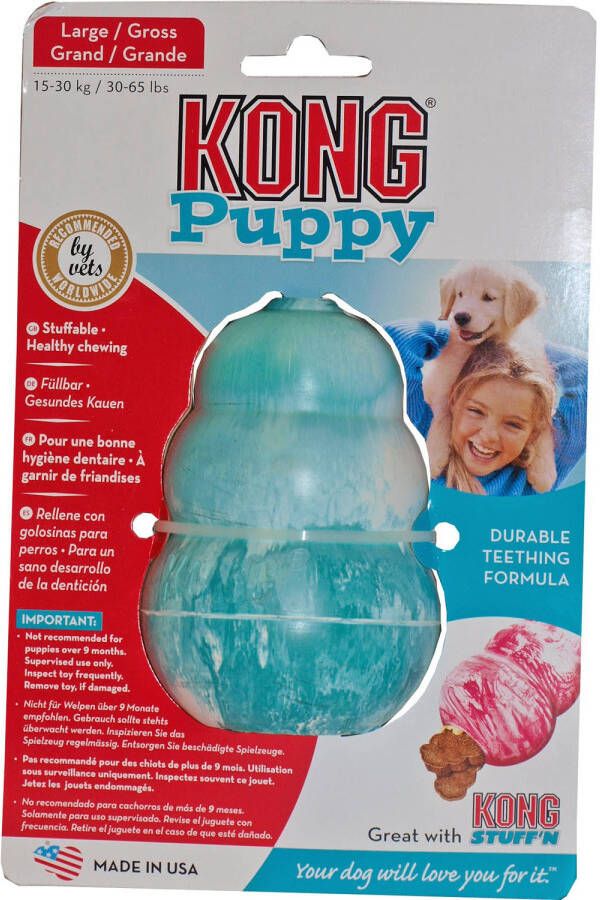 Kong Puppy Vulbaar speelgoed Blauw Roze L 10 1x6 8 cm 1 stuk