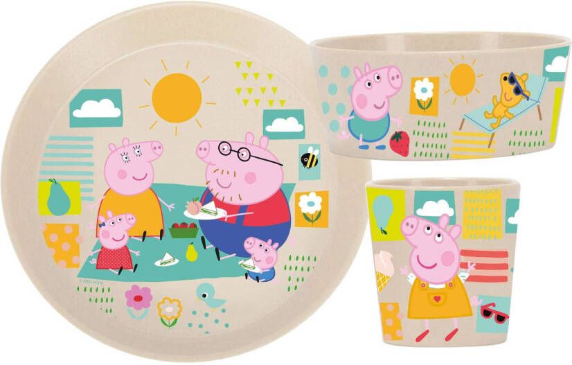 Koziol Bio-Circulair Connect Set Beker Schaal en Bord Peppa Pig Gerecycled Zonnebloemolie Wit