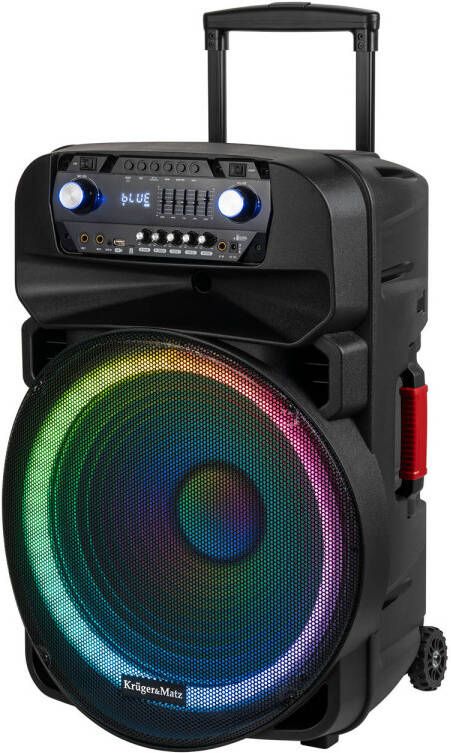 Kruger&Matz Krüger & Matz KM1718 Mobiele Actieve Luidspreker Party Speaker Box LED ring met 2 microfoons Bluetooth 60 Watt