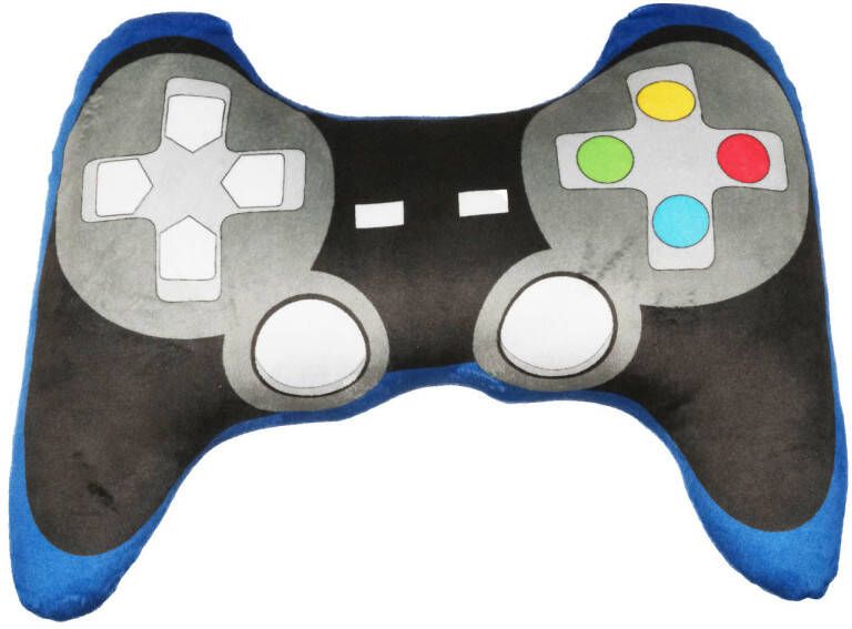 Kruger Game controller pluche kussen 35 cm grijs blauw fun cadeaus sierkussens