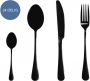 Krumble Bestekset 24 delig 6 personen Bestek bestaat uit een mes vork eetlepel en dessertlepel Bestek set halfmat Dinermes Tafellepel Staal Zwart - Thumbnail 3
