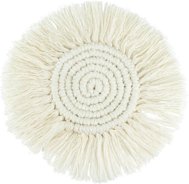 Krumble Onderzetter macrame rond Katoen Beige