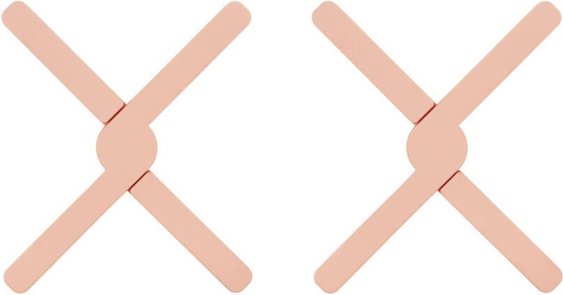Krumble Opvouwbare siliconen pannenonderzetter Roze Set van 2