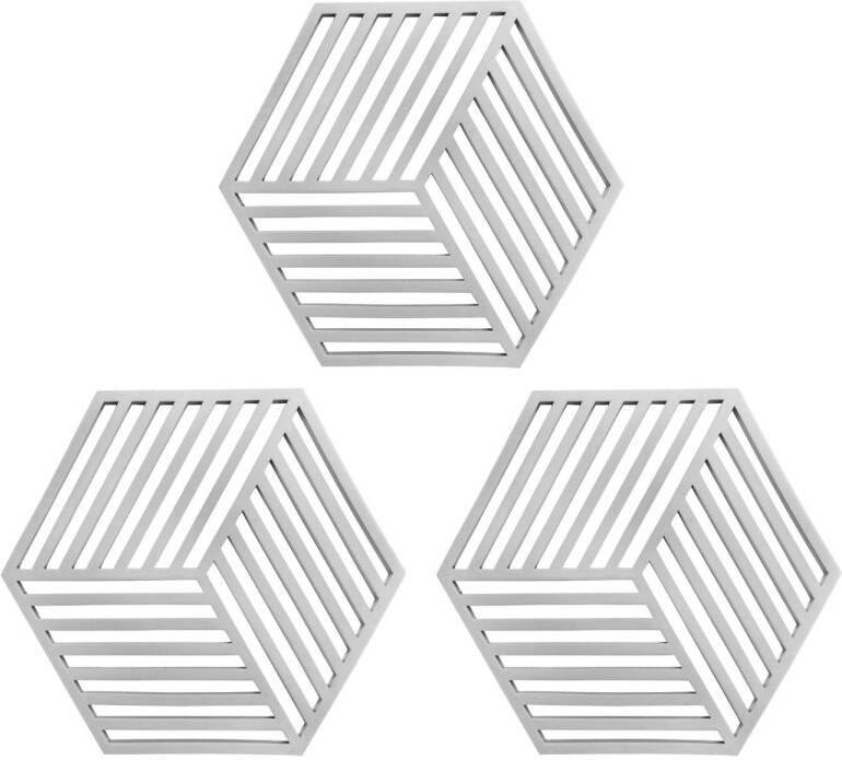 Krumble Pannenonderzetter Hexagon Grijs Set van 3