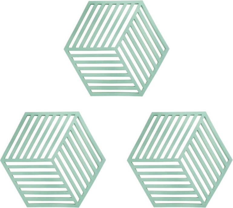 Krumble Pannenonderzetter Hexagon Groen Set van 3