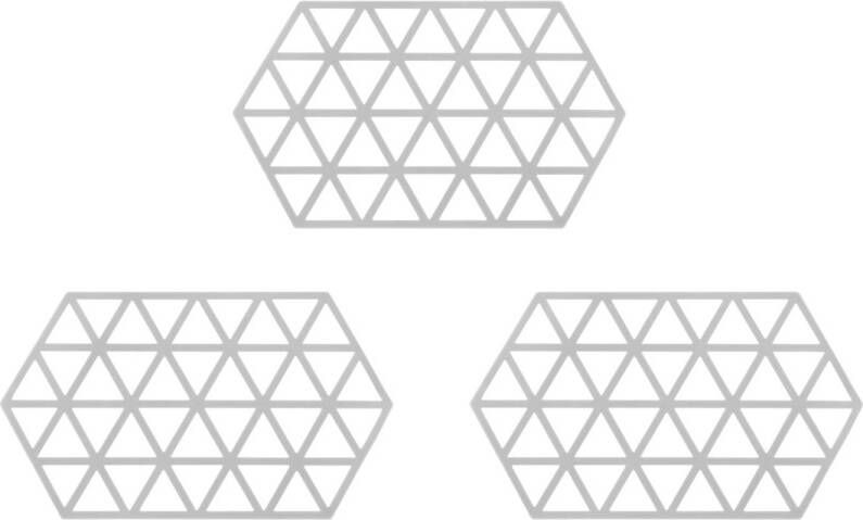 Krumble Siliconen pannenonderzetter Hexagon lang Grijs Set van 3
