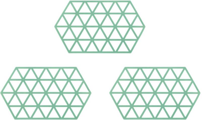 Krumble Siliconen pannenonderzetter Hexagon lang Groen Set van 3