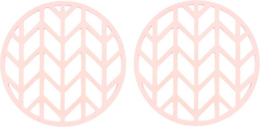 Krumble Siliconen pannenonderzetter rond met pijlen patroon Roze Set van 2