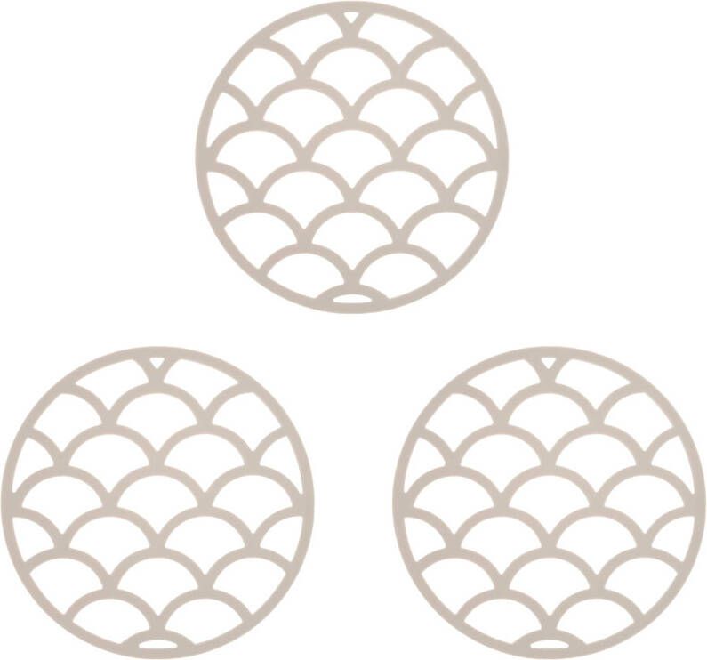 Krumble Siliconen pannenonderzetter Rond Beige Set van 3