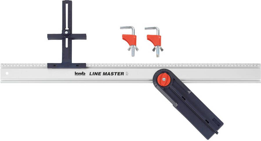 KWB LINE-MASTER precisieliniaal 800 mm waardenset met geleiderail zaaggeleider hoekaanslag en 2 klemklemmen voor hout- handwerk- en metaalbewerking