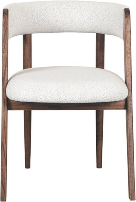 LABEL51 Eetkamerstoel Sasha Bouclé en walnoot eiken Wit