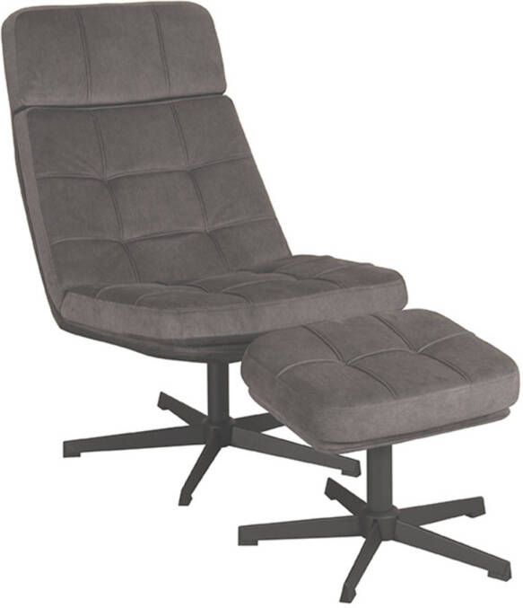 LABEL51 Fauteuil Alvar Antraciet Cosmo Incl. Hocker 57x53x83 Cm