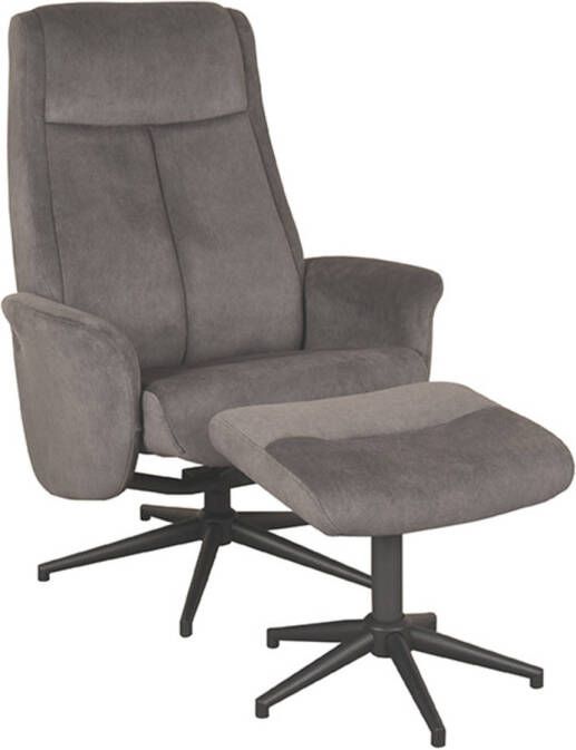 LABEL51 Fauteuil Bergen Antraciet Cosmo Incl. Hocker 62x77x53 Cm