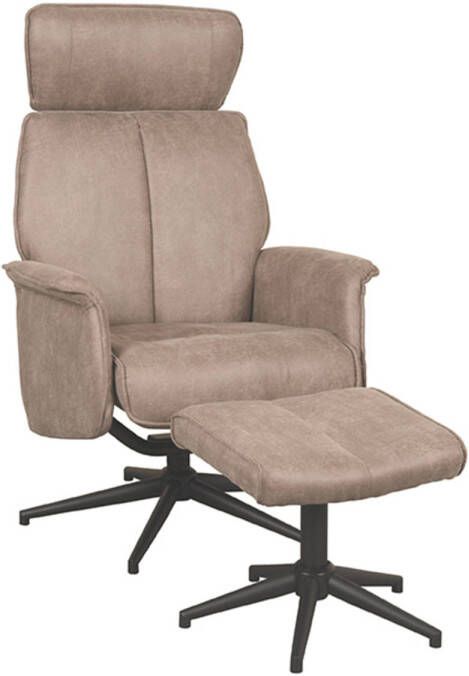 LABEL51 Fauteuil Verdal Taupe Micro Suede Incl. Hocker 79x77x109 Cm