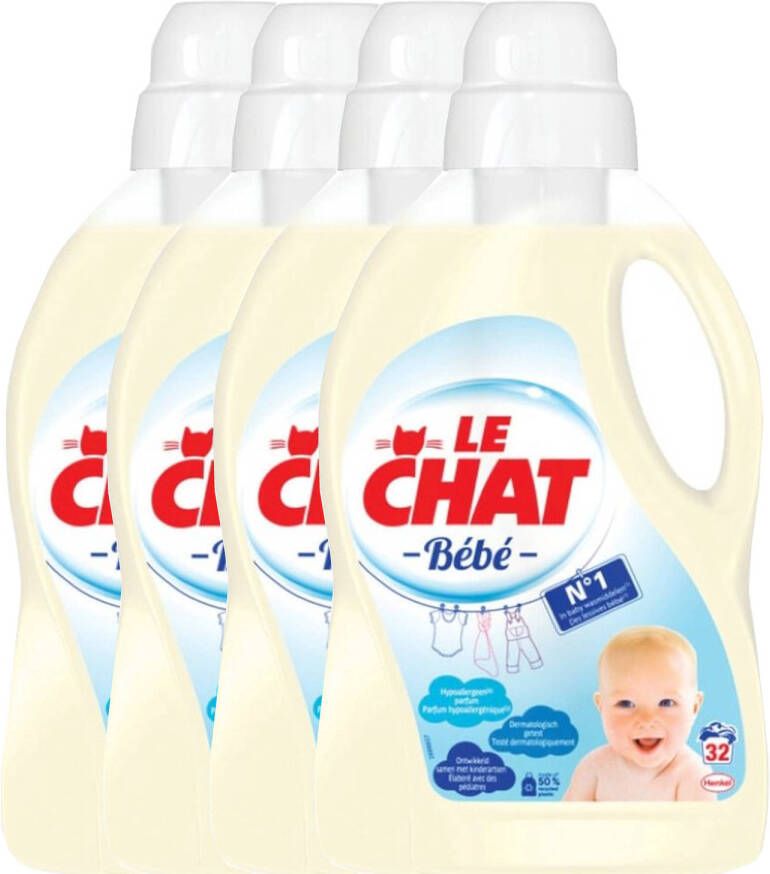 Le Chat Gel Bebe Vloeibaar Wasmiddel Voordeelverpakking 4 x 32 Wasbeurten