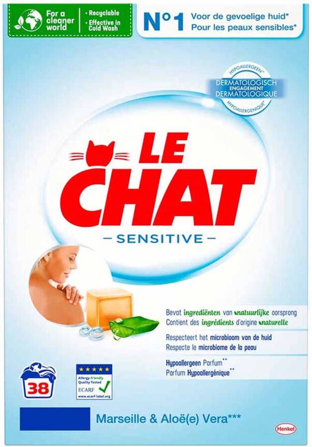 Le Chef Le Chat Sensitive Waspoeder Marseille & Aloe Vera Hypoallergeen 38 Wasbeurten