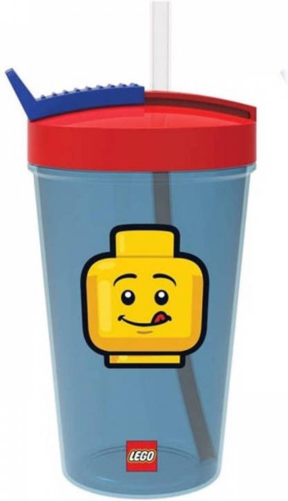 LEGO Set van 2 Drinkfles Iconic Classic met rietje 0.5 L Blauw