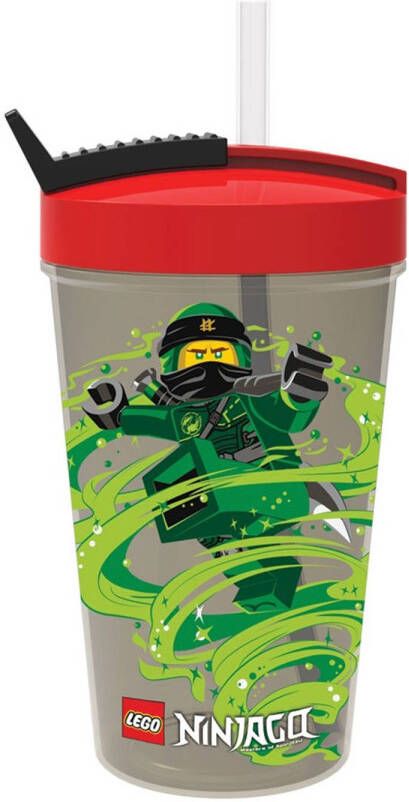 LEGO Set van 2 Drinkfles Ninjago met rietje 0.5 L Zwart