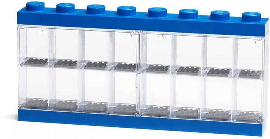 LEGO vitrine 16 mini-figuren 38 2 x 18 4 cm polypropyleen blauw